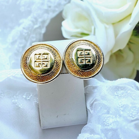 🌺Vintage Givenchy Gold Logo Earrimgs - Picture 12 of 14